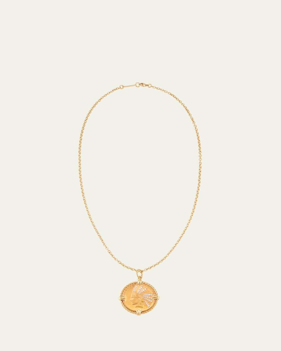 18K Yellow Gold $10 Coin Pendant Necklace with Diamonds
